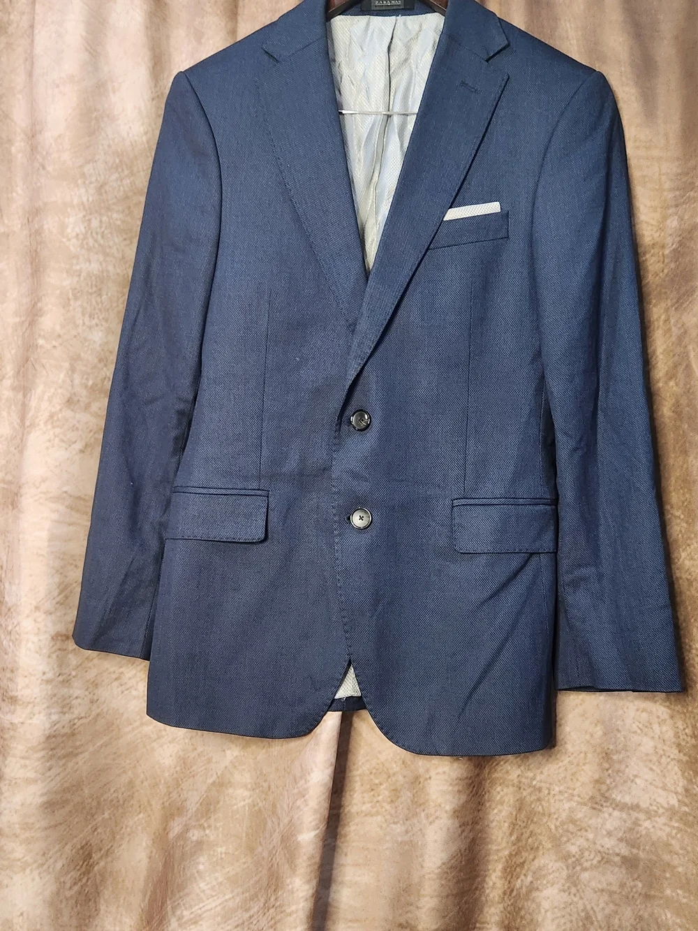 ZARA MAN Slim Fit Suit – Blue Textured – Blazer & Pants Set – EU 50 / US 40 - Picture 9 of 14